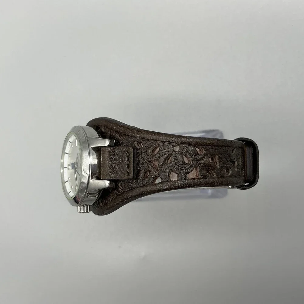 Fossil JR-1258 Womens Watch 27mm Silver Dial Brown Leather Cuff New Battery